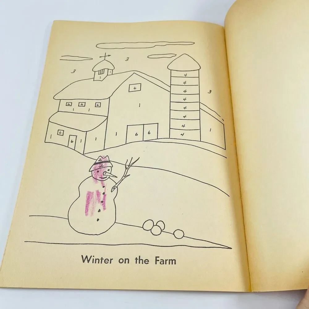 Farm Color-by-Number Whitman 1974 Vintage Children's Activity Book
